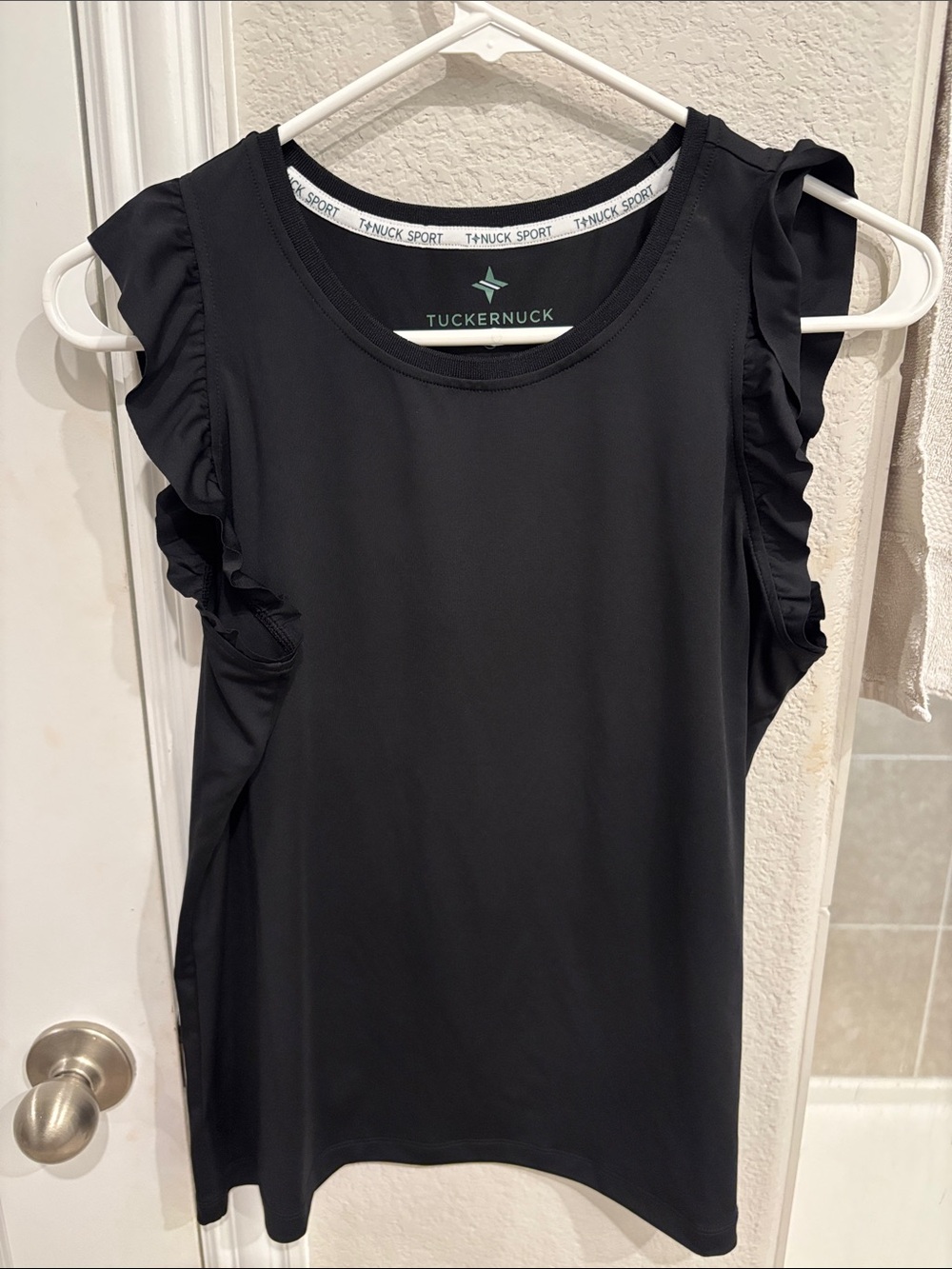 Tuckernuck Black Ruffle Sleeve Athletic Tank